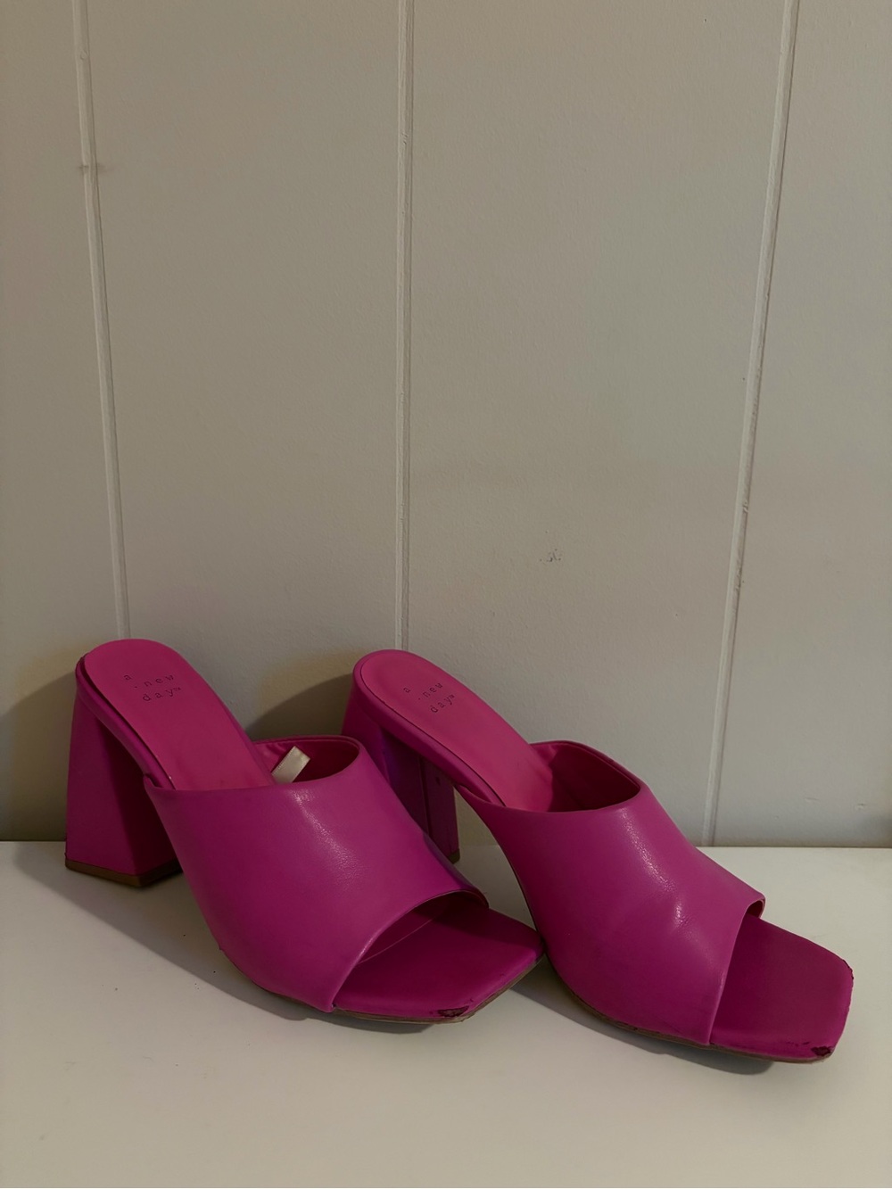 A New Day Bright Pink Block Chunky Heels
